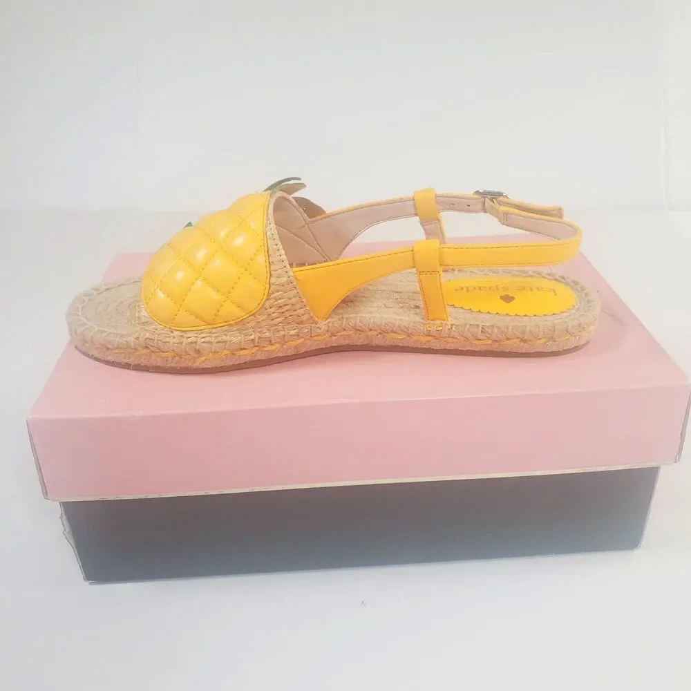 NEW Kate Spade Women’s Sandals Size 7 Yellow Pineapple Slingback Espadrille - Picture 4 of 9